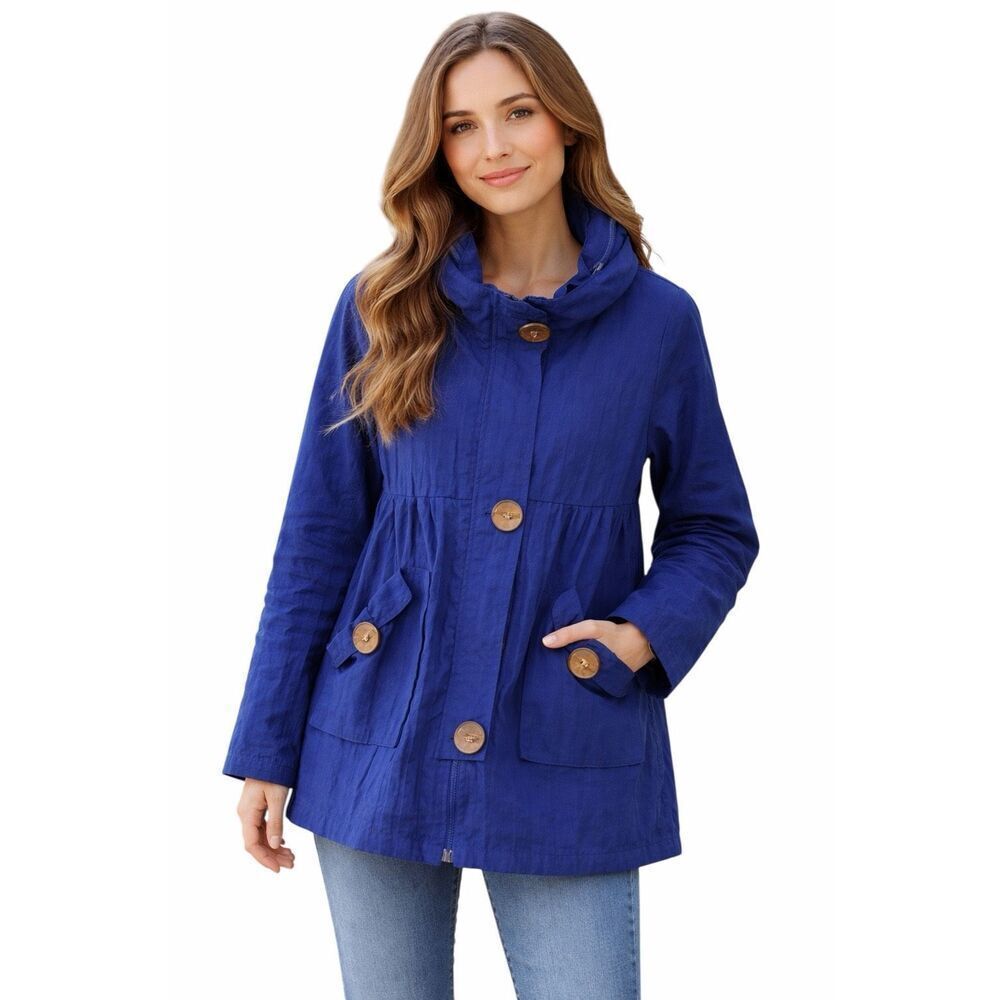 Dorman  Vintage Y2K Royal Blue Windbreaker Hooded Baby Doll Jacket SZcS